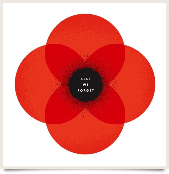 Large Red Poppy with Lest We Forget in the Middle