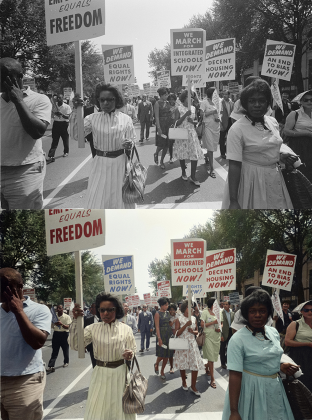 civil rights black and white photo colorization