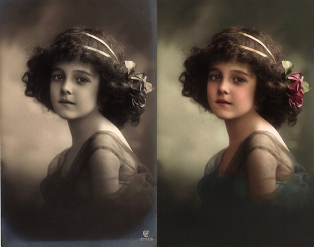 Grete Reinwald, c. 1910 black and white photo colorization