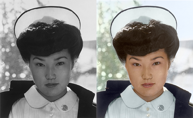 Ansel Adams black and white photo colorization