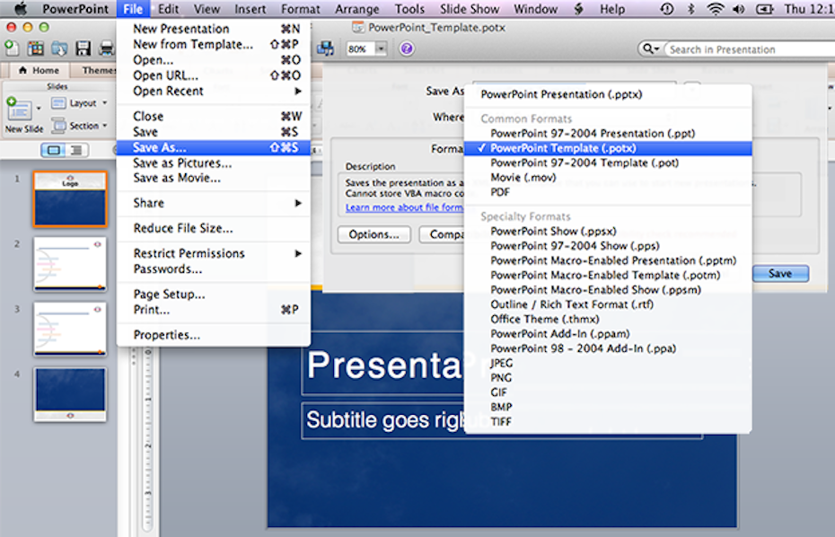 save powerpoint template