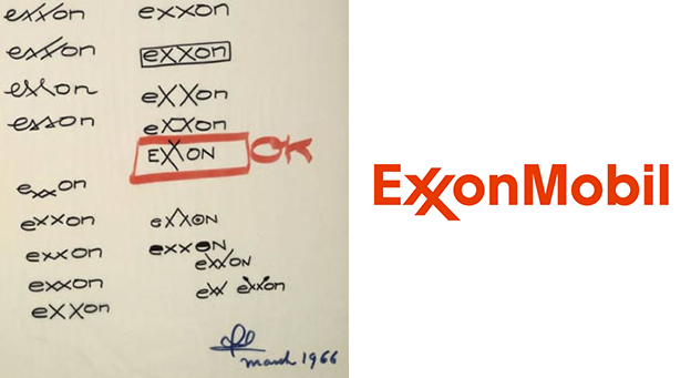Exxon logo process sketch