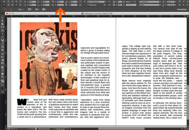 Using text in Adobe Indesign: Drop-Cap