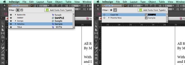 Using text in Adobe Indesign: Filters