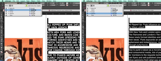 Using text in Adobe Indesign: Scrolling