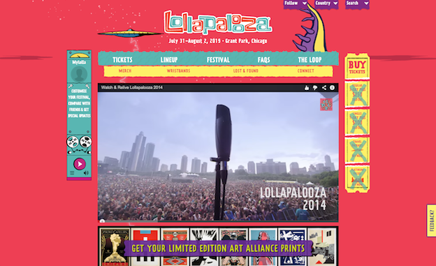Web design for Lollapalooza
