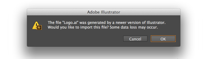 indesign cant open file. please select an adobe illustrator 8 or above