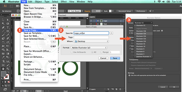 save your work in adobe illustrator with file i/o