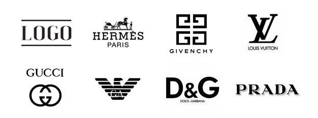 comparing generic logo with high end fashion brands like hermes, givenchy, louis vuitton, gucci, prada