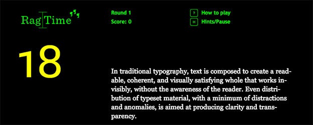 typography games include ragtime