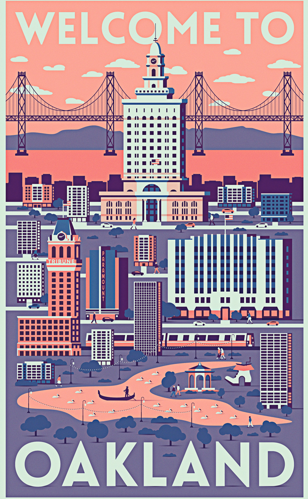 Affiche réalisée par Sasha Radojevic pour le concours de poster Oakland