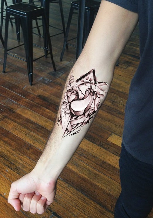 geometric tattoo style with vegetables