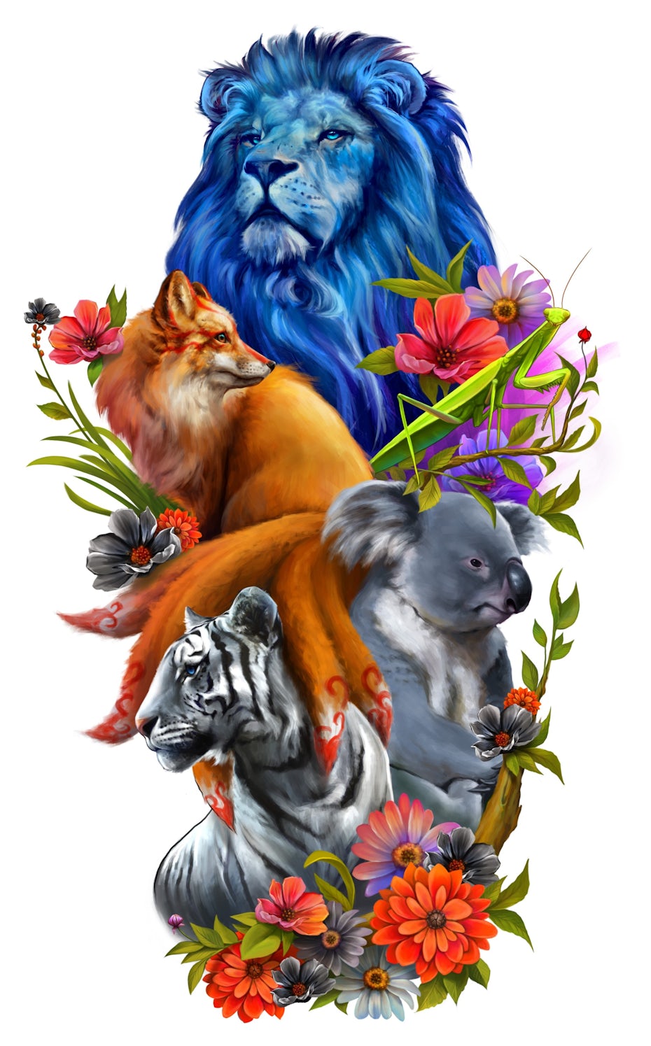 realistic tattoo design with animals