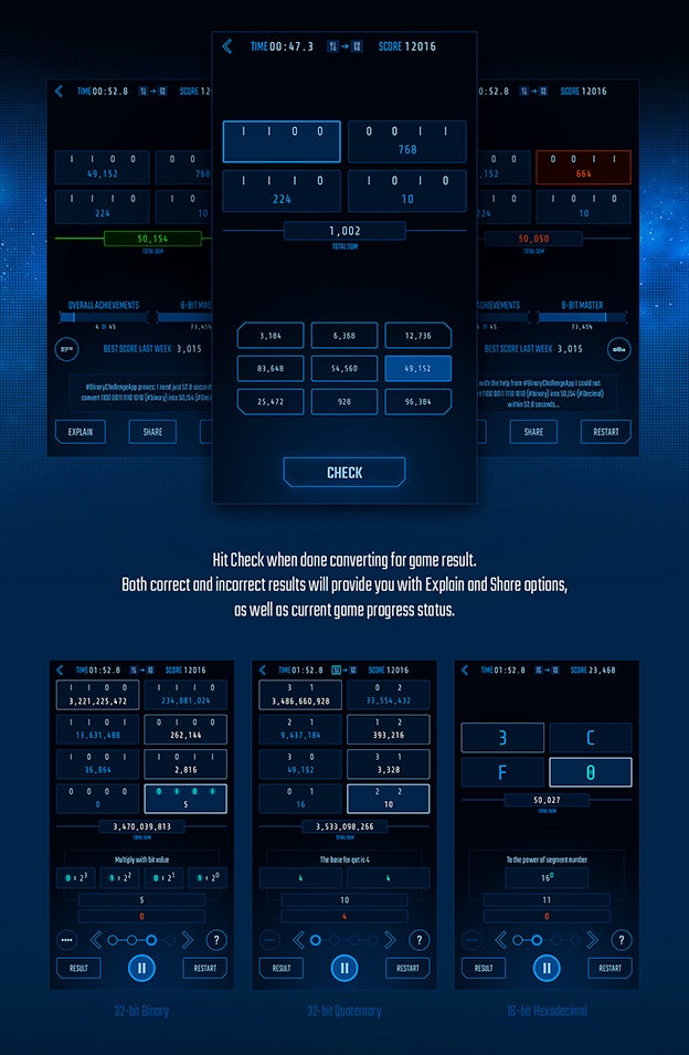 Binary Challenge mobile app design
