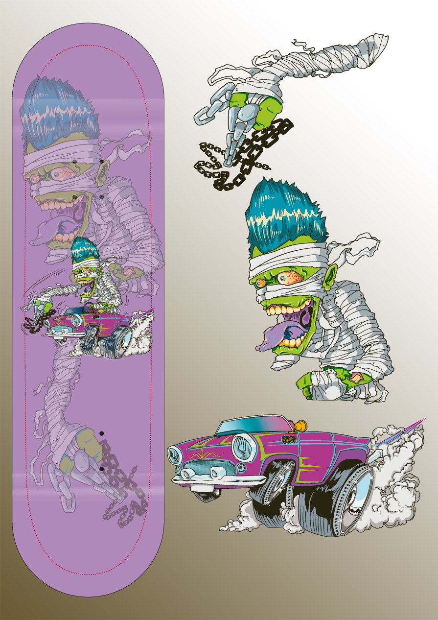 32 monster skateboard design
