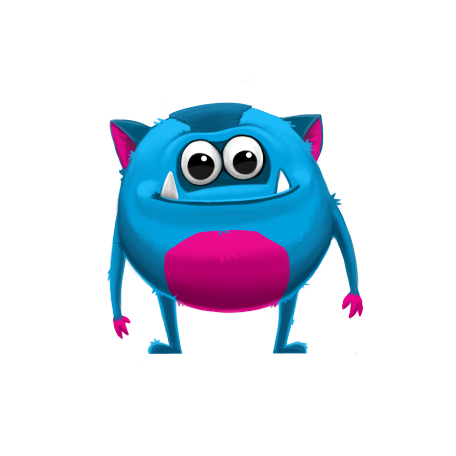 8 blaues monster design