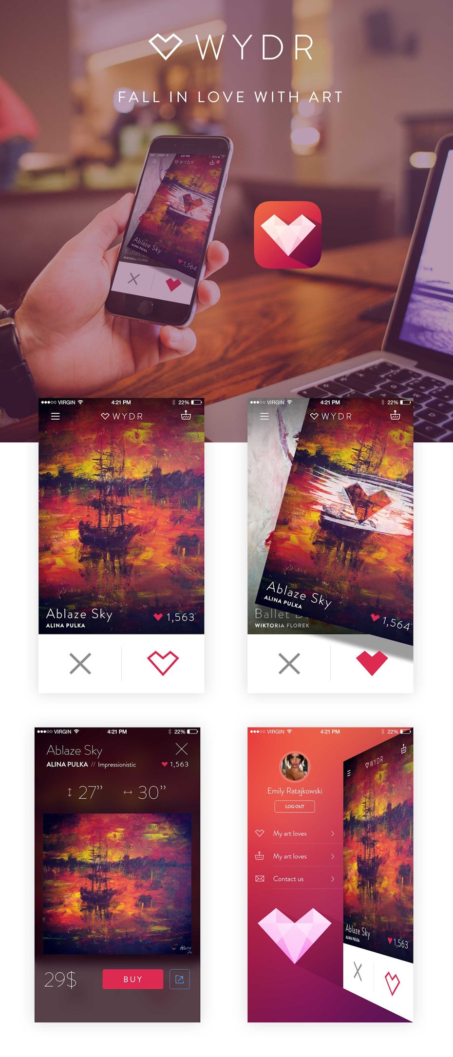 wydr app design