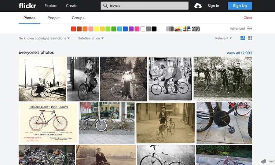 flickr screen capture of bicycles