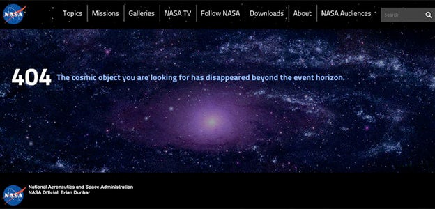 NASA 404 page