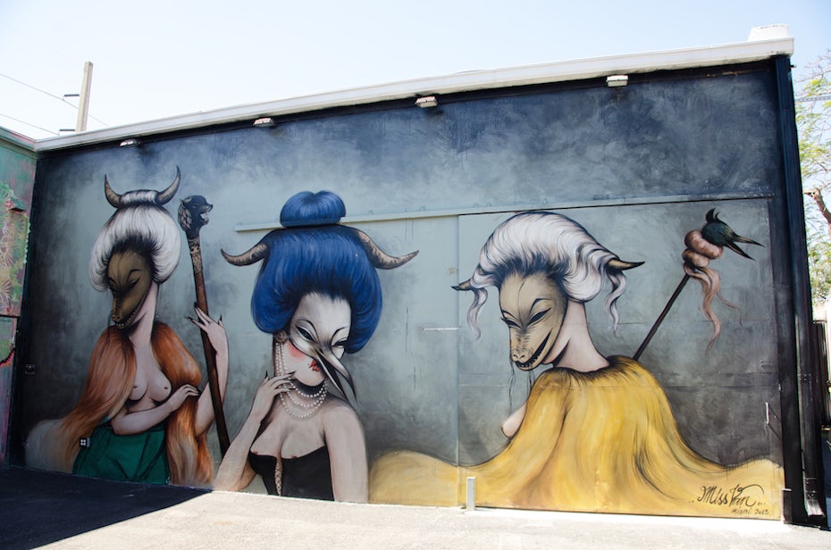 Masquerade Wynwood wall by Miss Van