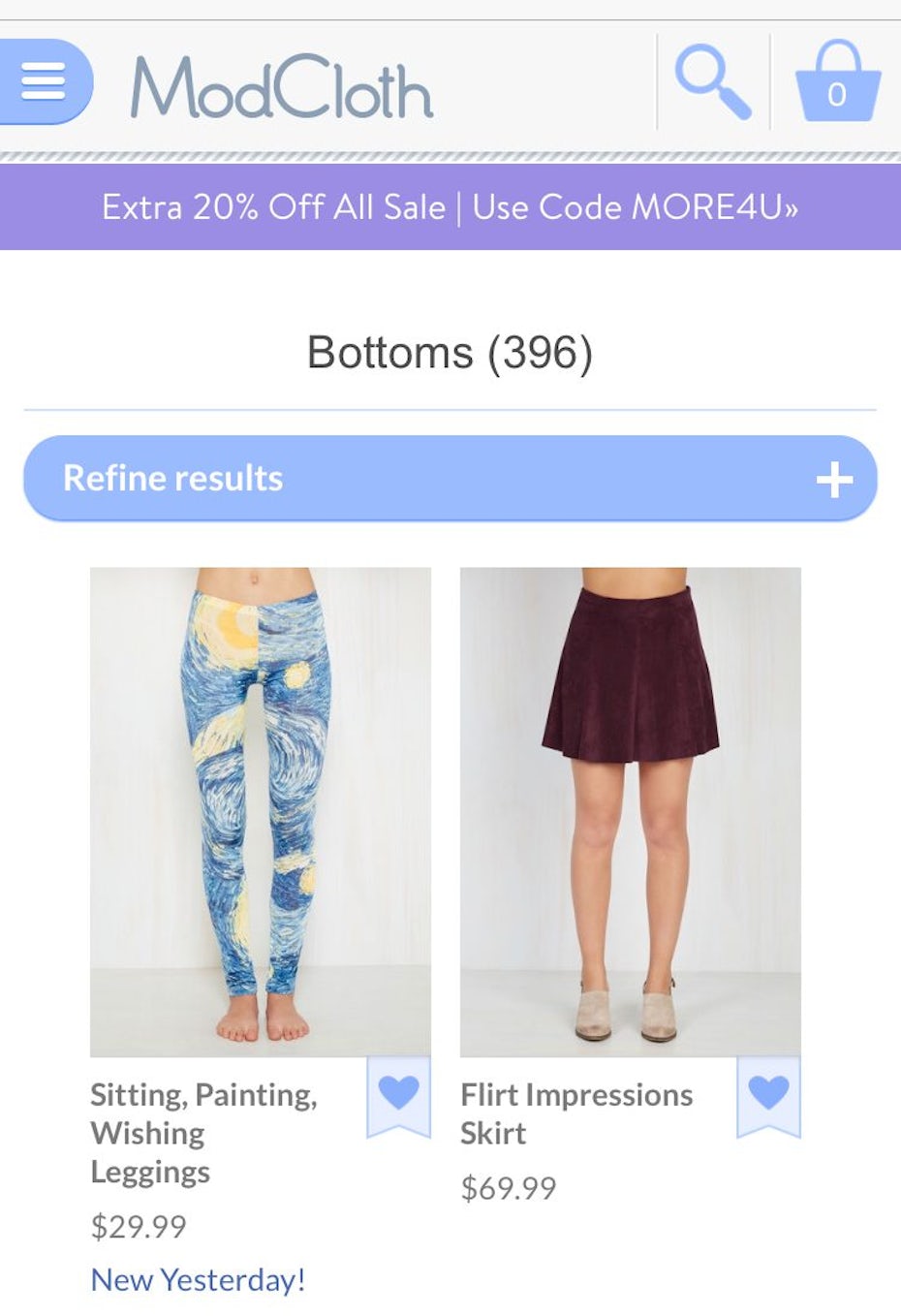 modcloth移动网站