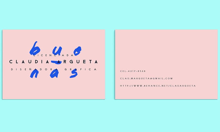 pink business card