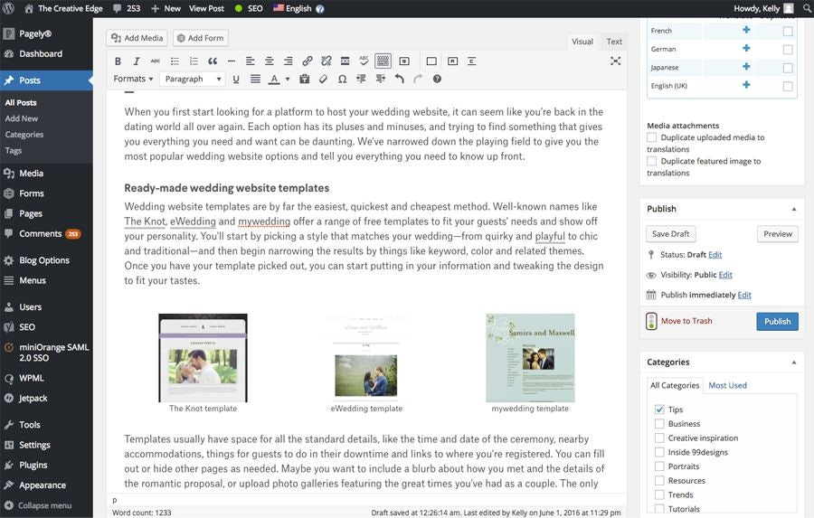 wordpress backend