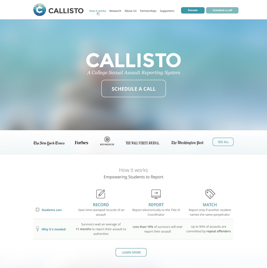 Callisto site a College Sexual Assault Reporting System