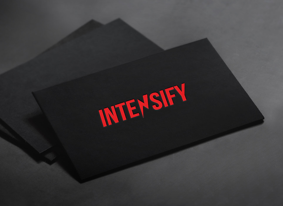 red business card intensify