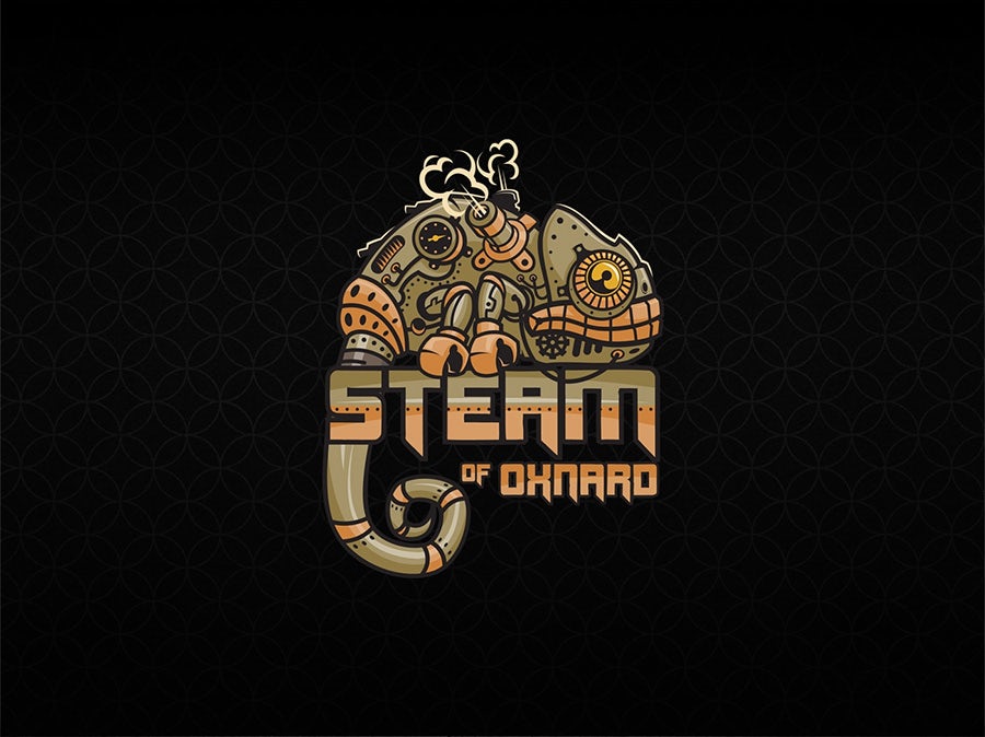 Steampunk Chameleon Character Logo