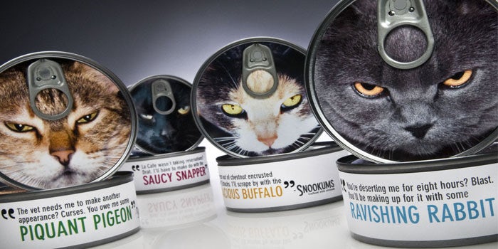 Snookums cat food can product packaging