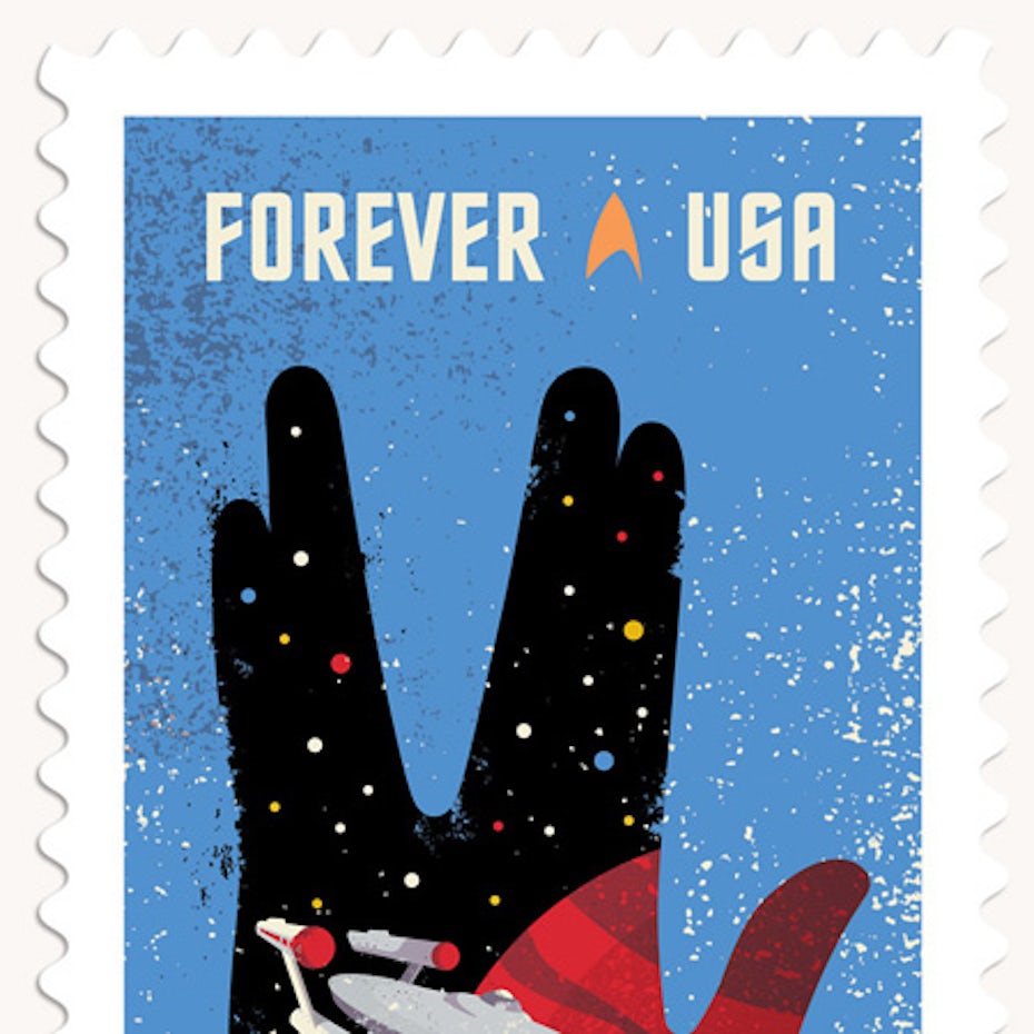 Forever USA stamp with Horizon font