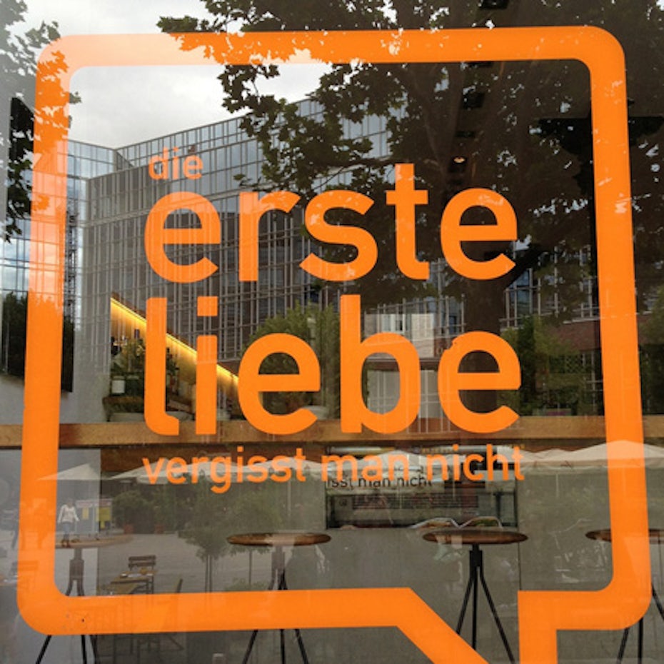 erste liebe logo with ff din font