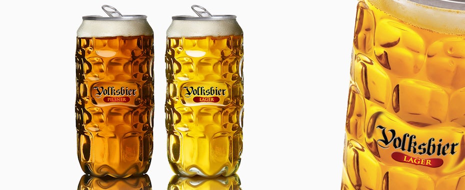 Volksbier can product packaging