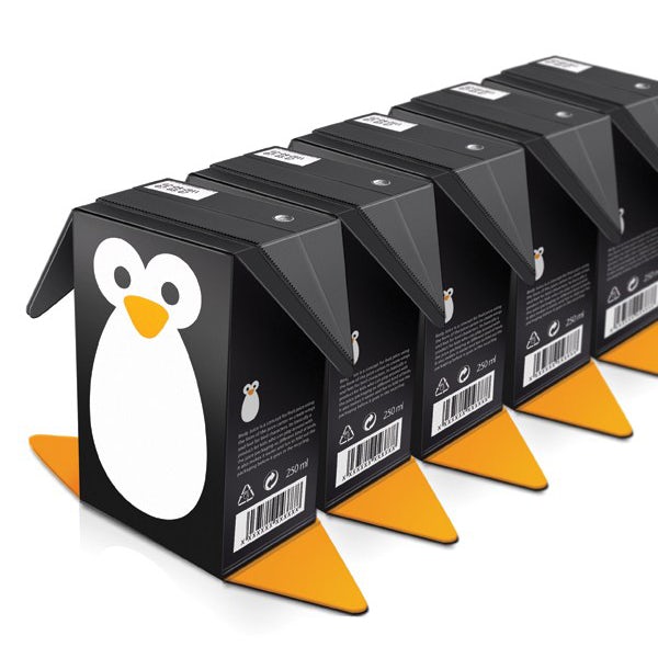 Penguin juice product packaging