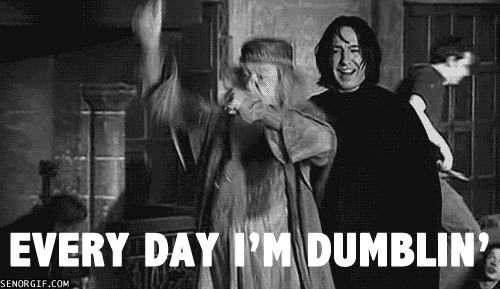 An animated GIF of Dumbledore and Snape