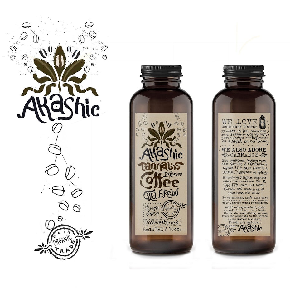 Cold-brew cannabis-infused coffee labels
