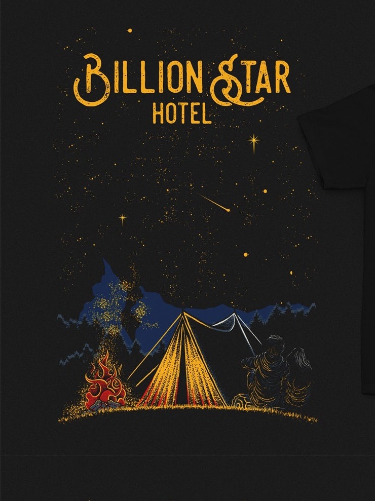 Outdoor camp illustrated t-shirt for a hotel
