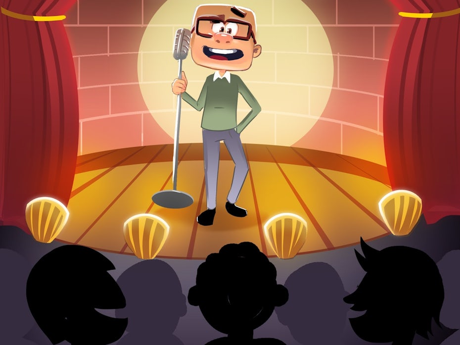An illustration of a stand-up comedian