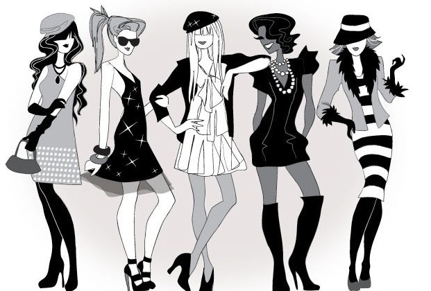 A logo design showing a group of fashionable women