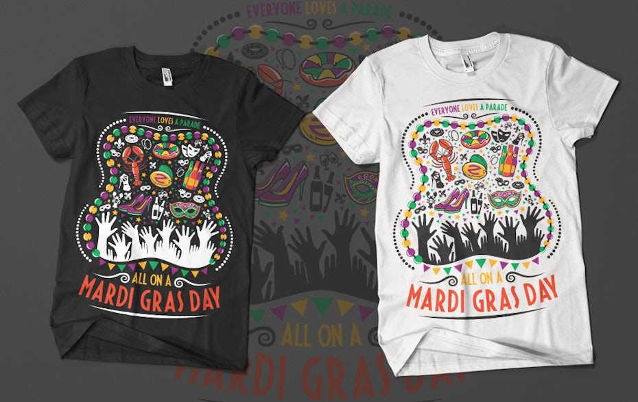 T-shirt design celebrating Mardis Gras