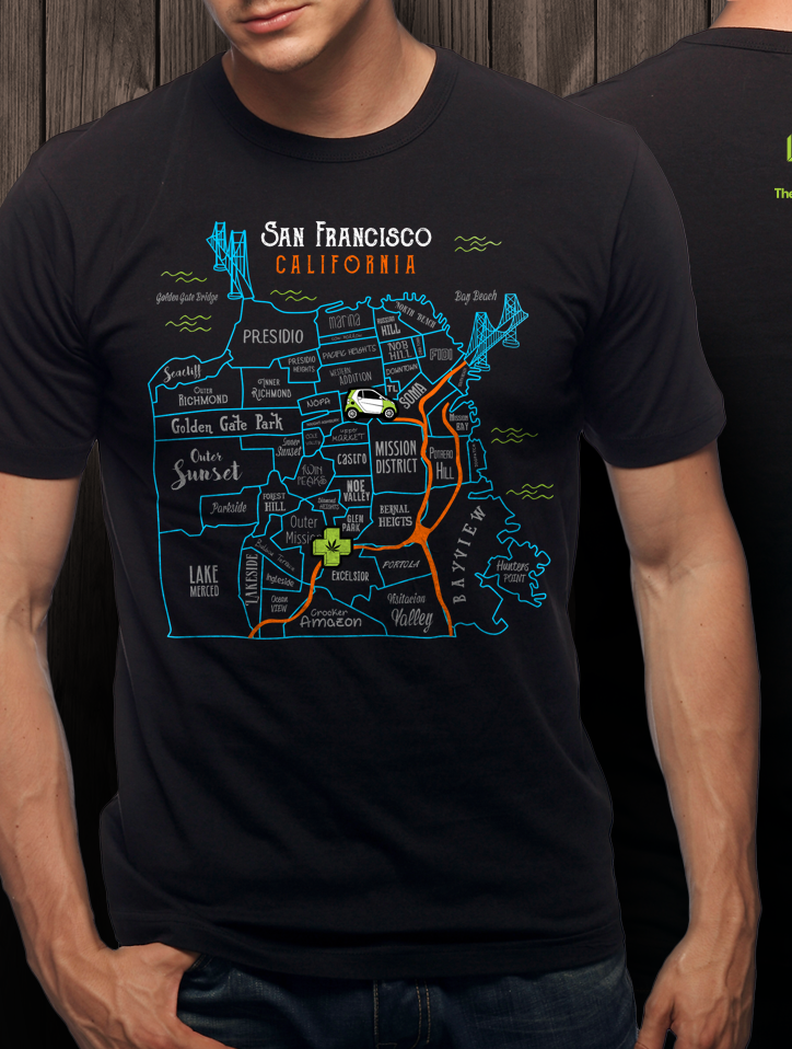 Map of San Francisco t-shirt