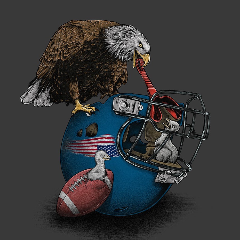 Bald eagle and football gear