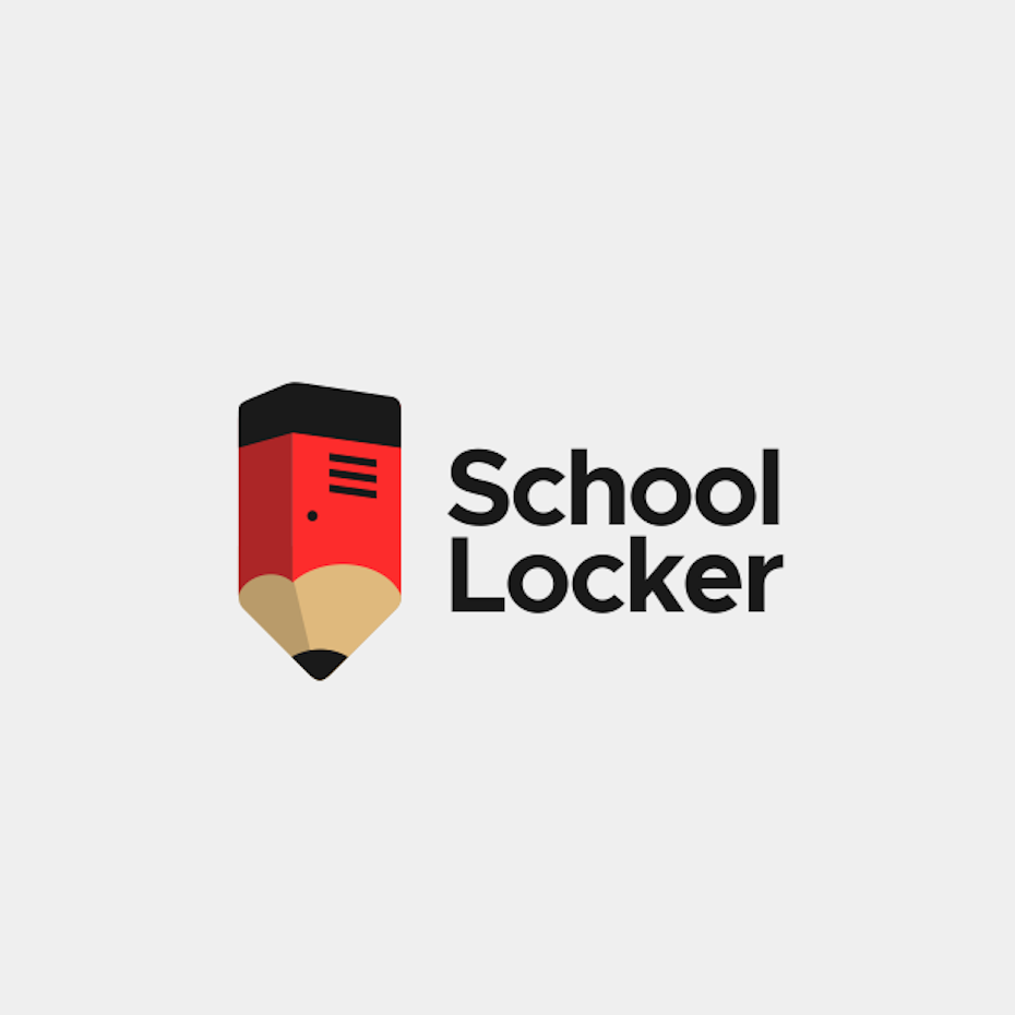 铅笔形式的学校储物柜的创意徽标设计