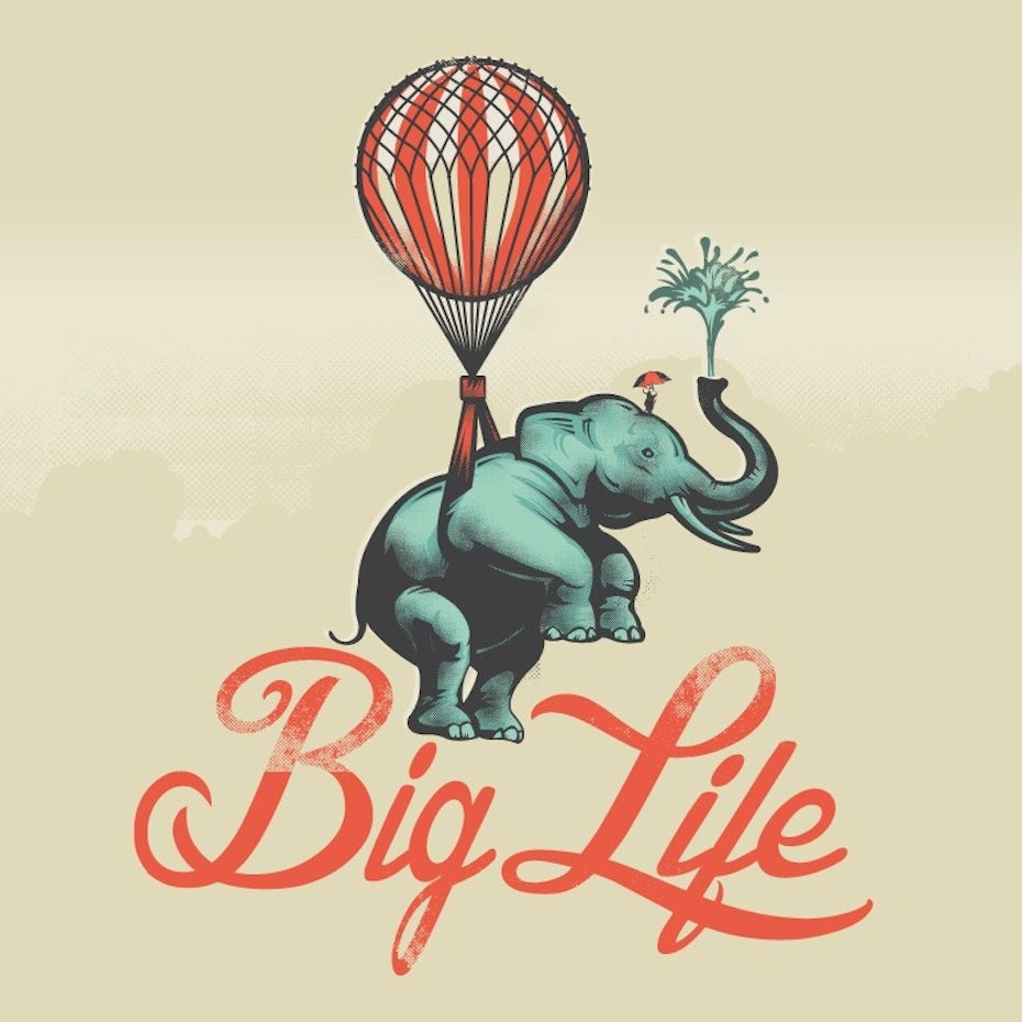 大象和气球的创意徽标设计