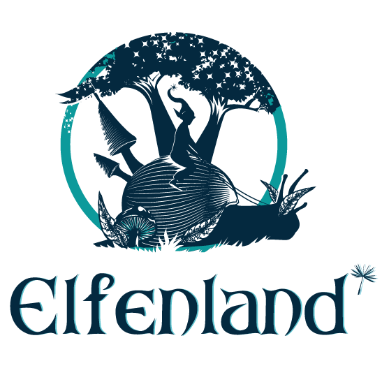 creative logo with elf riding snail