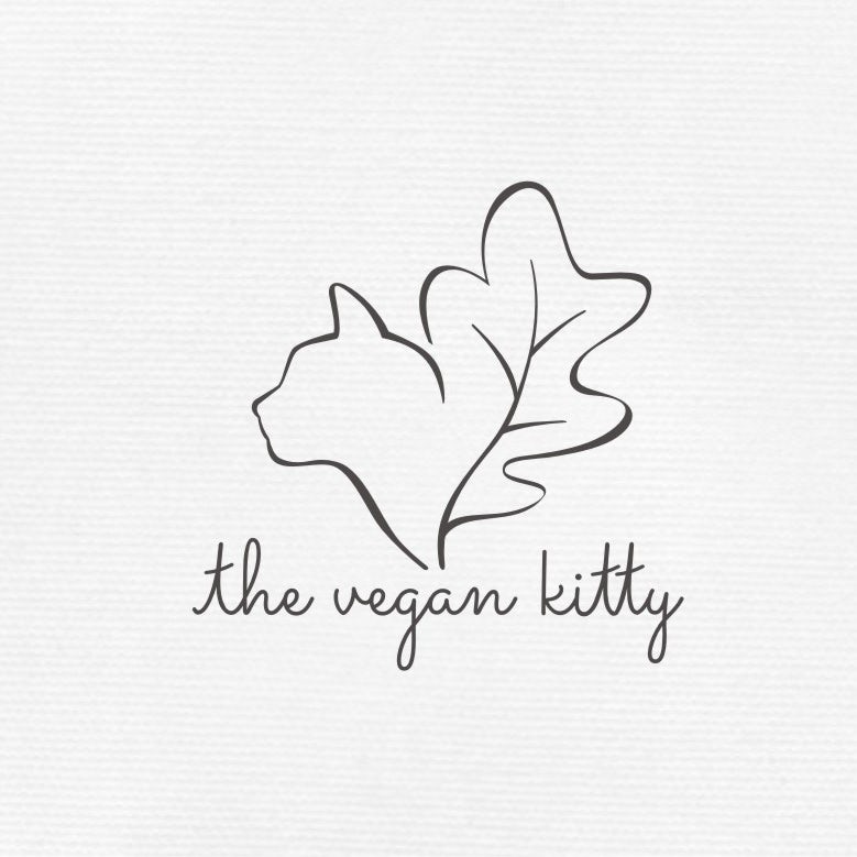 best logo with simple line drawing of cat and leaf