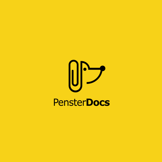 creative logo design of dog with paper clip ears