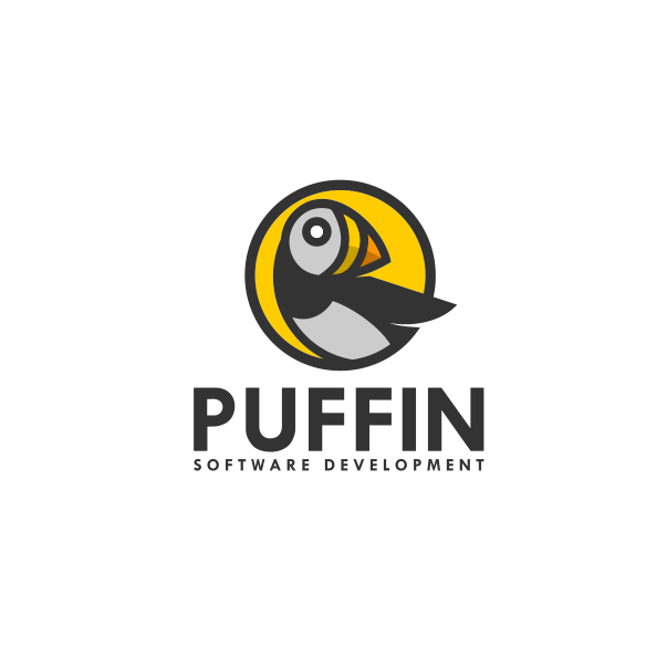 creative logo design with geometric line art puffin