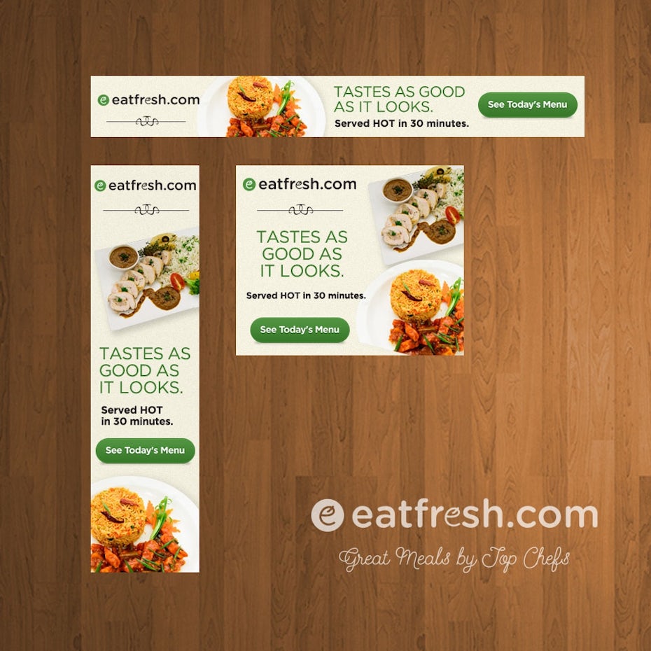 different sizes of food banner ad designs